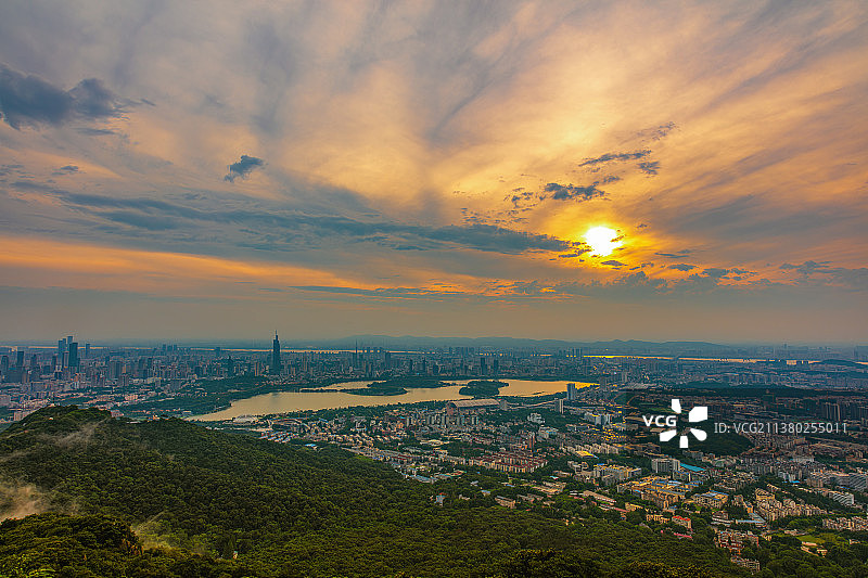 南京紫金山俯视南京市全景图图片素材
