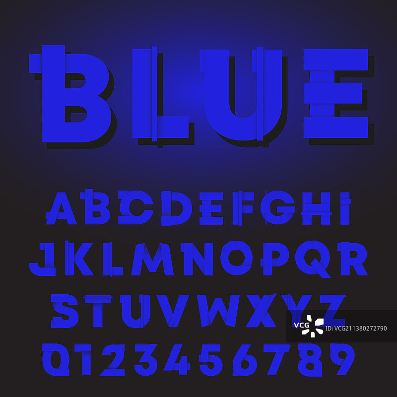 蓝色字母和数字梯度阴影设计图片素材