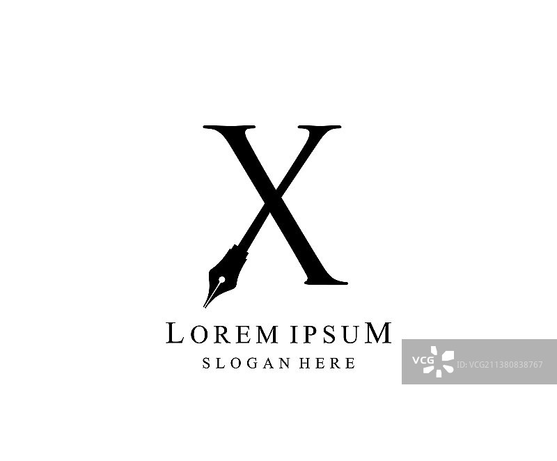 作者简单的笔x字母复古logo设计图片素材