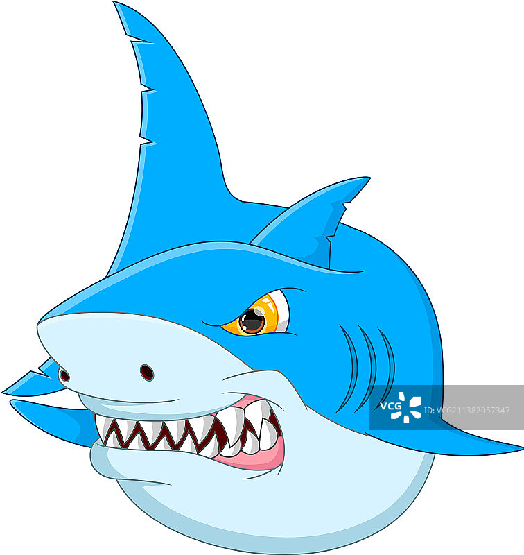 有趣的鲨鱼卡通孤立在白色背景图片素材