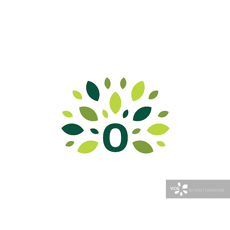 数字0零树叶自然标志绿色标志图片素材