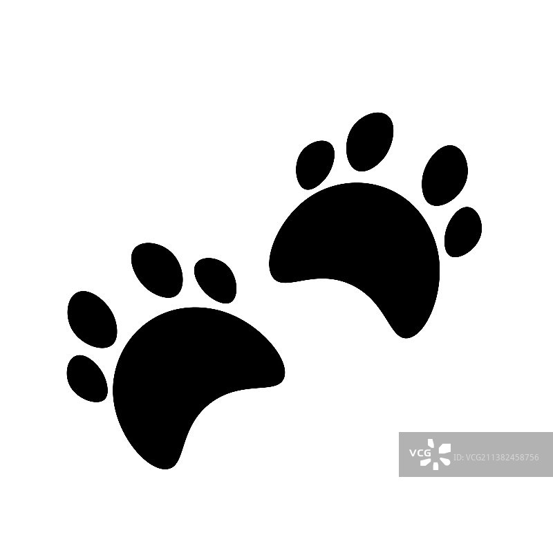 扁平卡通动物脚印或剪影猫图片素材