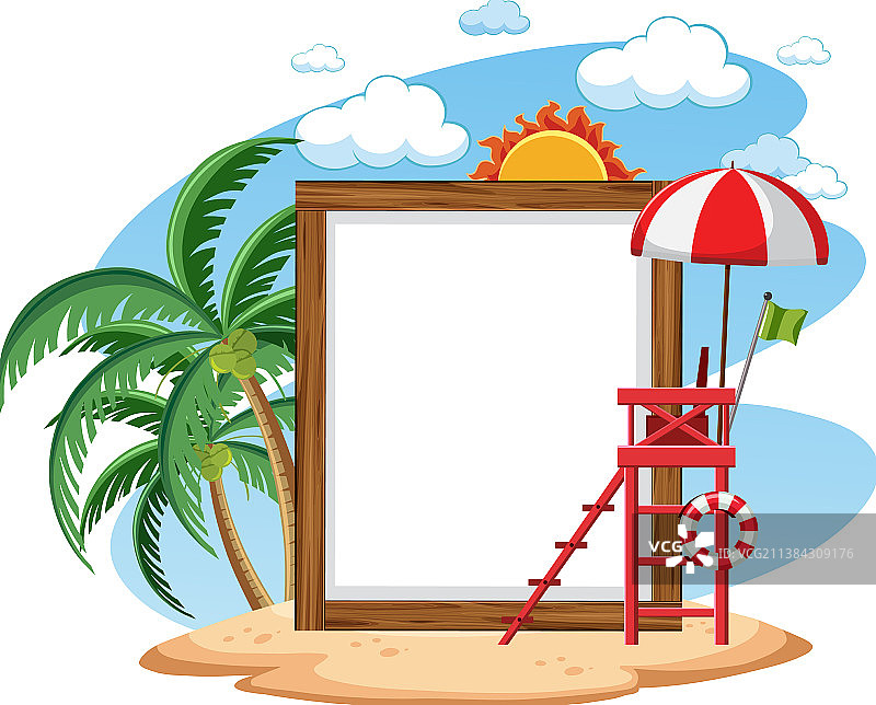 空横幅模板与夏季海滩元素图片素材