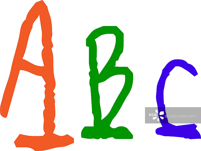 ABC字母涂鸦，一个孩子画的图片素材