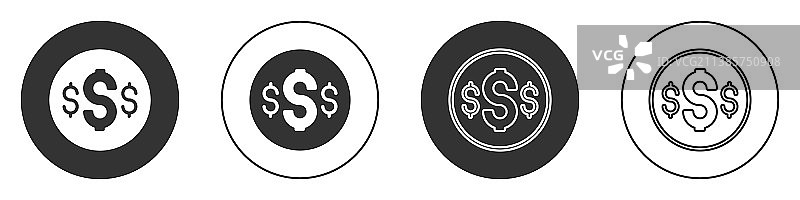 黑色美元符号图标孤立在白色上图片素材