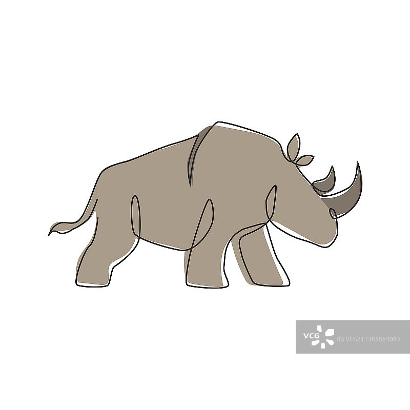 用单线画出强壮的犀牛图片素材