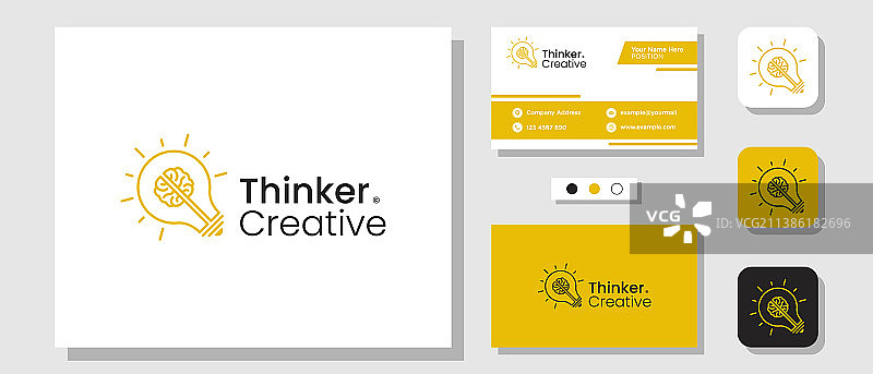 创意思想家logo设计与灯泡图片素材