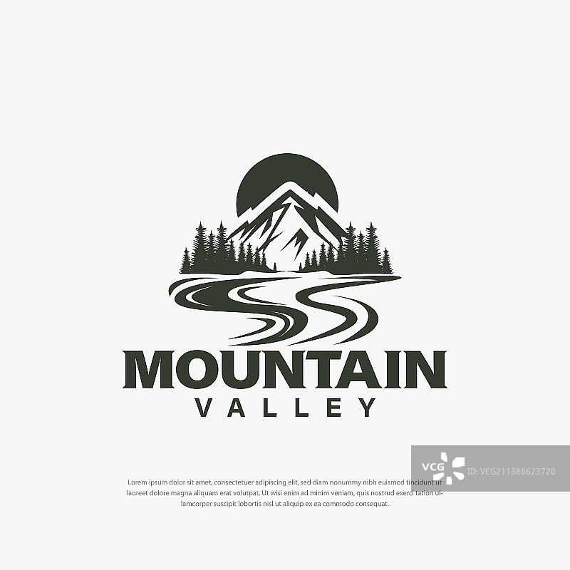 简单的标志设计山峰和山谷图片素材