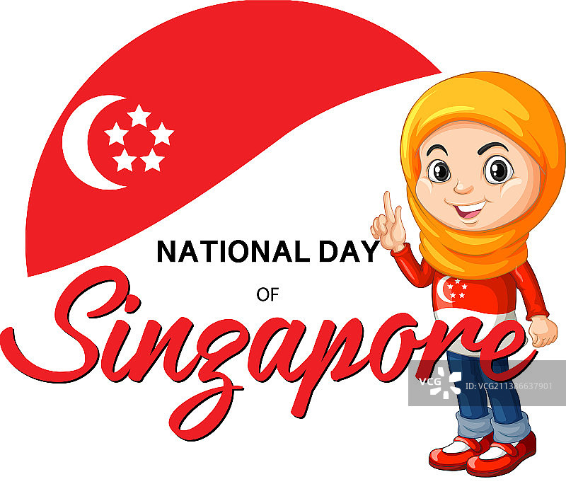 新加坡国庆日的旗帜上有一个穆斯林图片素材