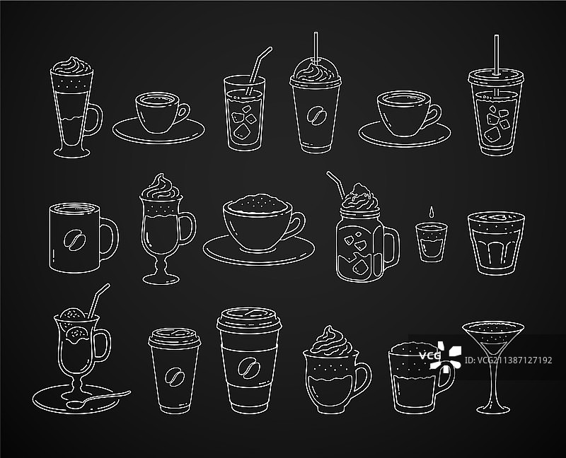 线条艺术咖啡杯图标图片素材