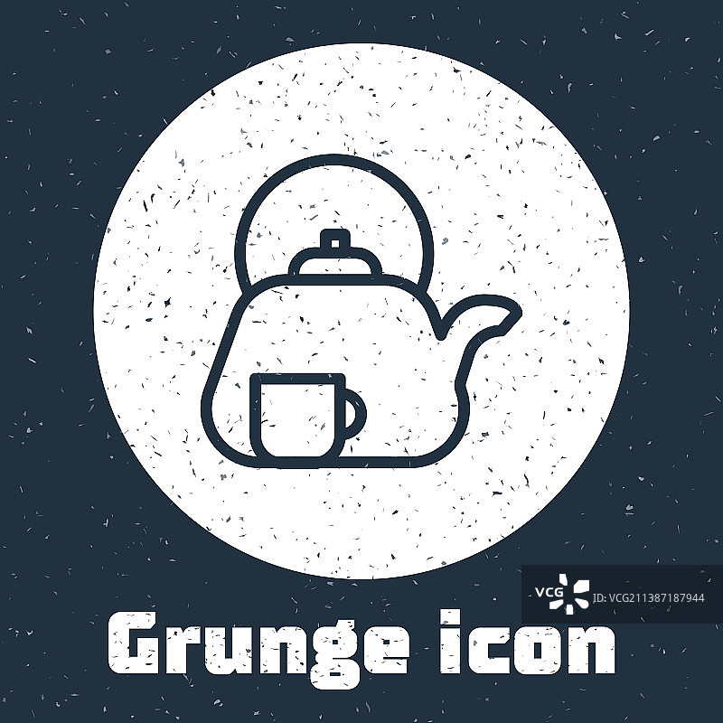 Grunge线传统茶道图标孤立图片素材