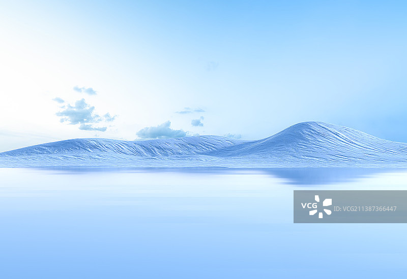 天空雪地湖景图片素材