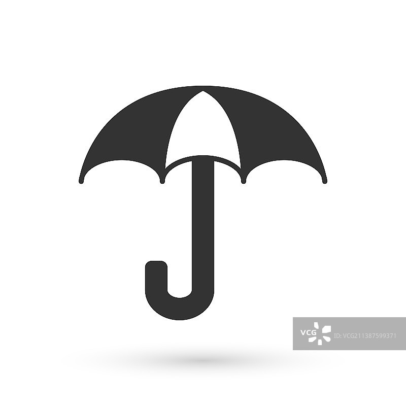 灰色雨伞图标孤立在白色背景图片素材