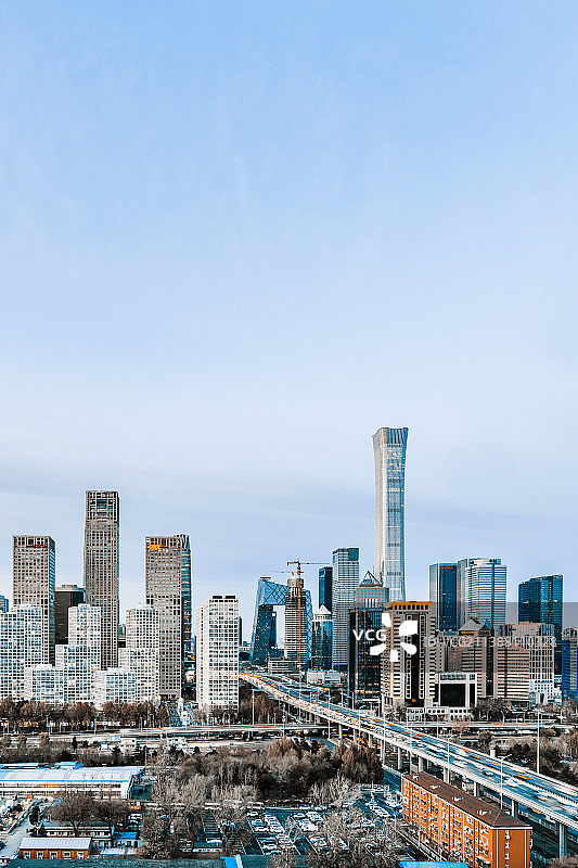 中国北京国贸CBD建筑群黄昏风光图片素材