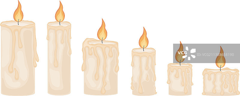 一枝描绘了六支燃烧蜡烛的浪漫蜡像图片素材