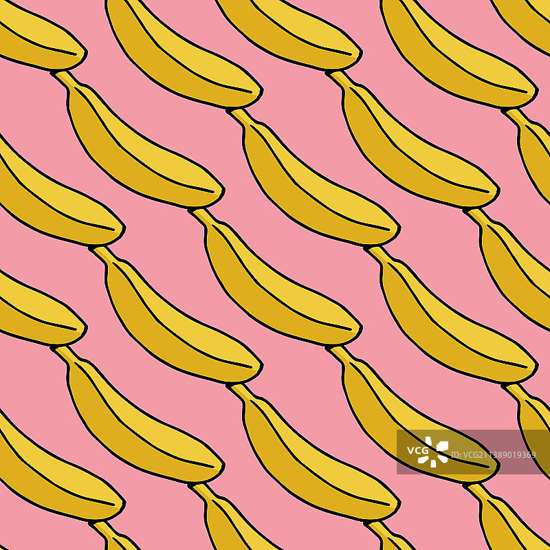 无缝图案与香蕉在粉红色的背景图片素材