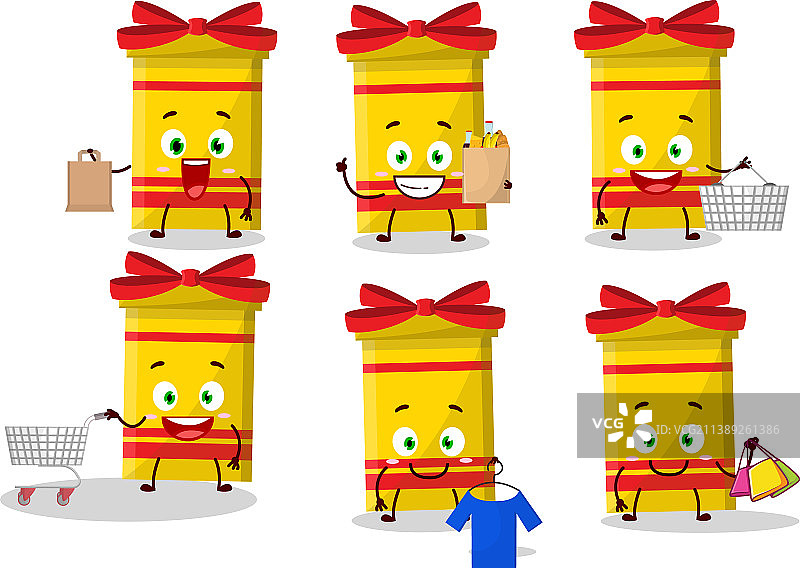 一个富有吉祥物设计风格的黄色长款礼盒图片素材