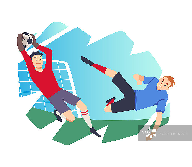 足球或足球运动员和守门员持平图片素材