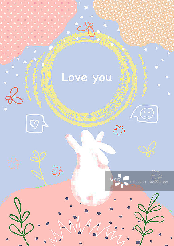 封面手绘涂鸦集与兔子图片素材