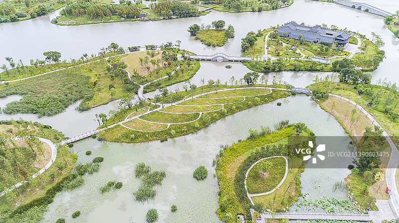 航拍温岭·九龙湖生态湿地公园图片素材