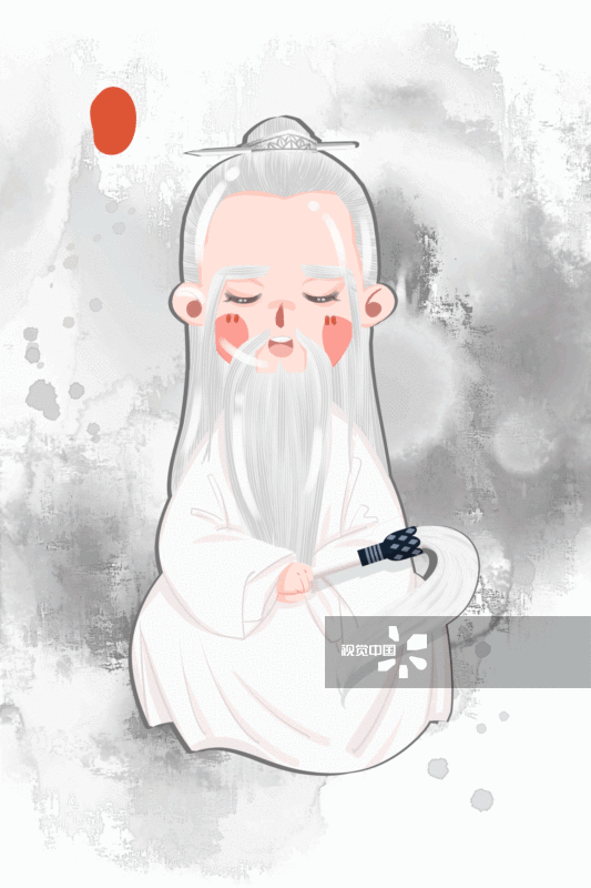 中国风可爱古代老神仙插画-GIF动图图片素材