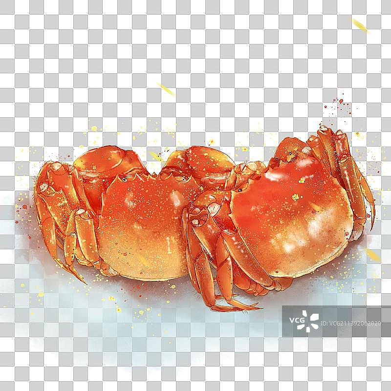 水彩螃蟹元素图片素材