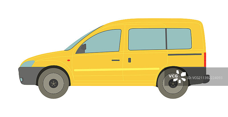 白色背景的黄色小型客车图片素材