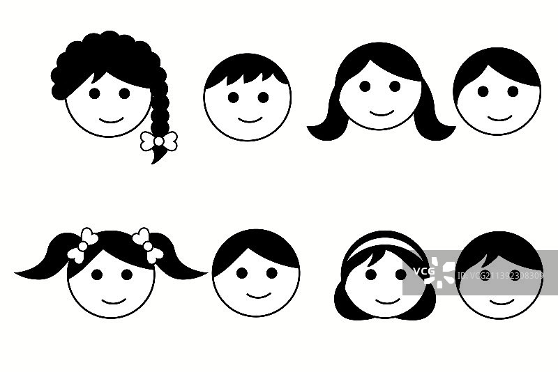 一套简单的脸图标家庭表情模板图片素材