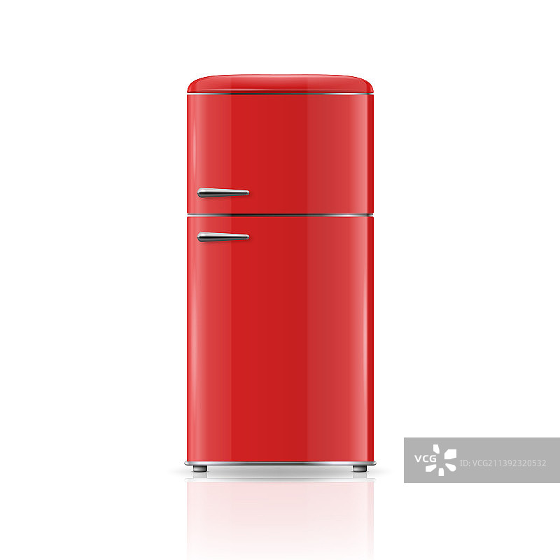 3d现实红色复古冰箱图标图片素材