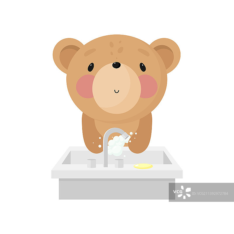 可爱的小熊在洗手图片素材