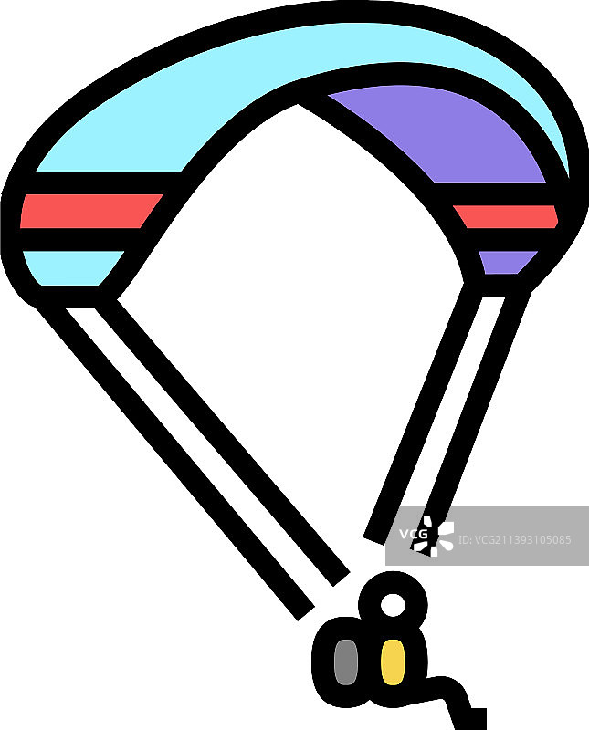 滑翔伞极限运动彩色图标图片素材
