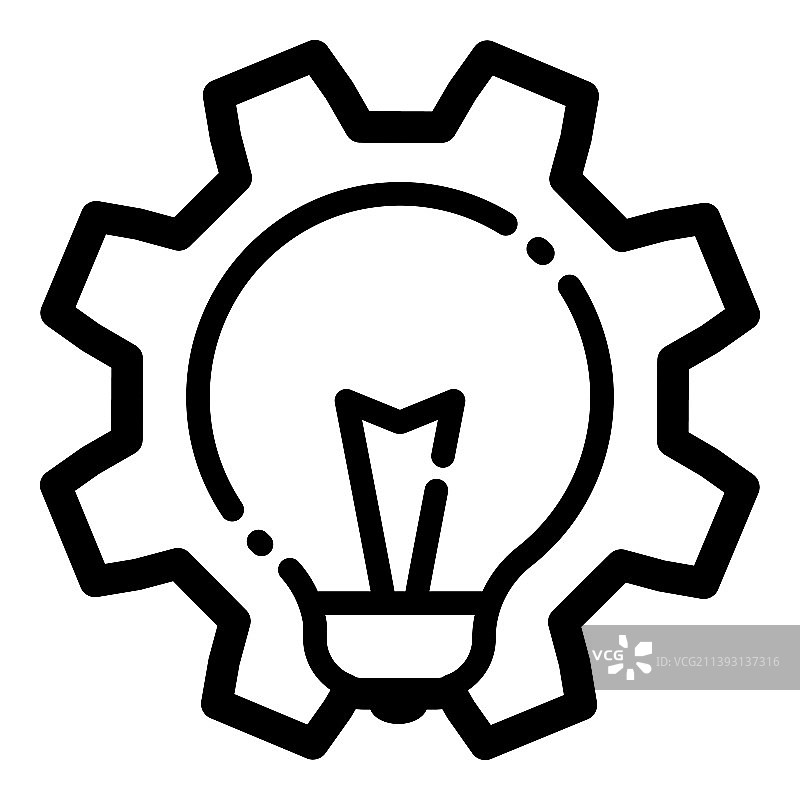 齿轮灯泡平面图标孤立在白色背景图片素材
