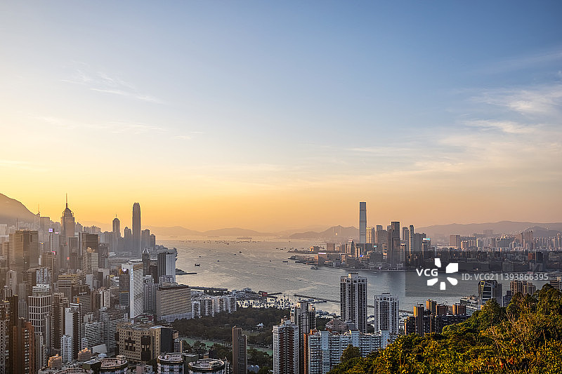 红香炉峰 香港 金融中心 日落 尖沙咀 中环图片素材