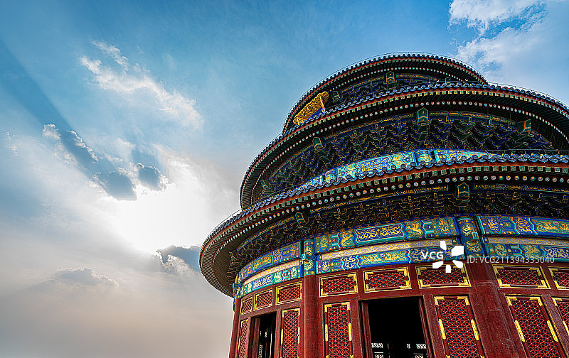 中国北京市，天坛公园祈年殿的天空和云素材图片素材