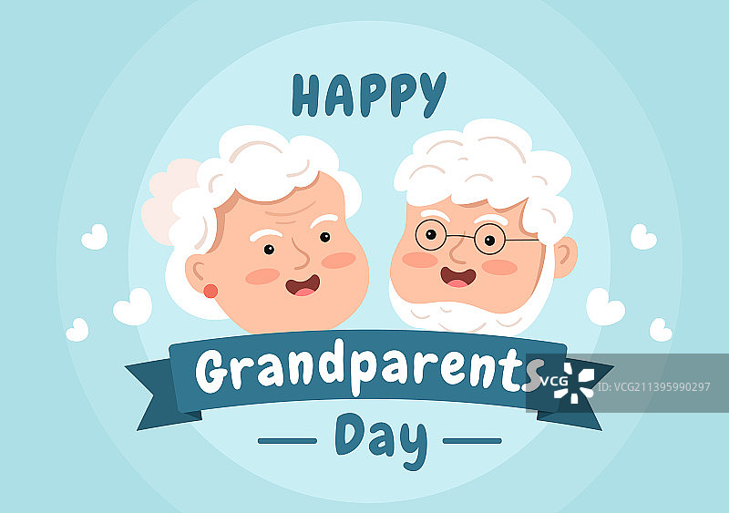 快乐的爷爷奶奶节可爱的卡通与老图片素材