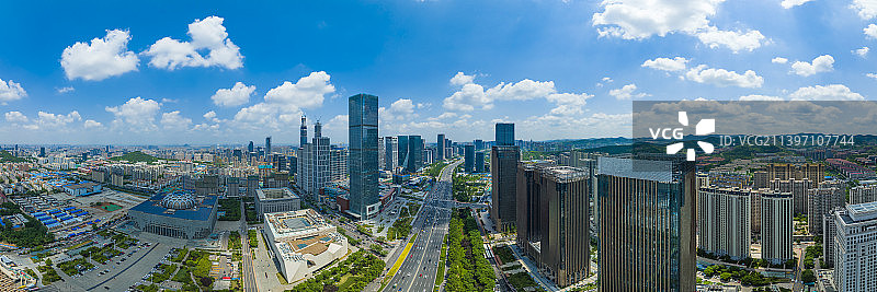 山东济南中央商务区济南CBD经十路高楼航拍全景图片素材
