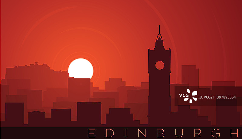 爱丁堡低太阳天际线的景象图片素材