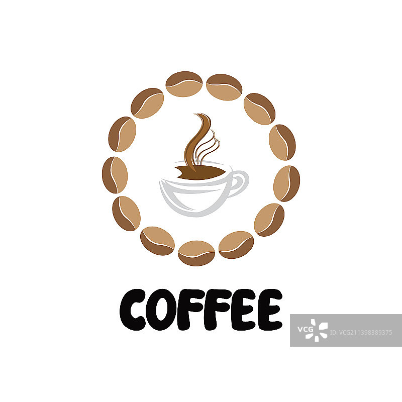 咖啡饮料设计用咖啡豆植物标志图片素材