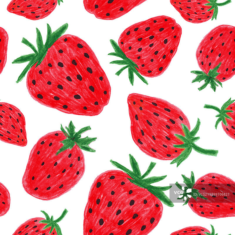 草莓无缝图案手绘图片素材