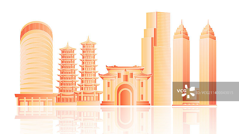 桂林城市天际线金融插画图片素材