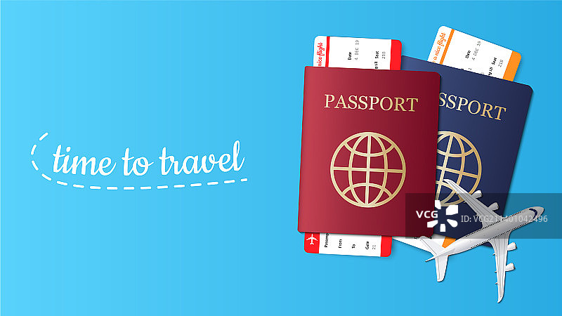 旅行横幅设计护照机票飞机图片素材