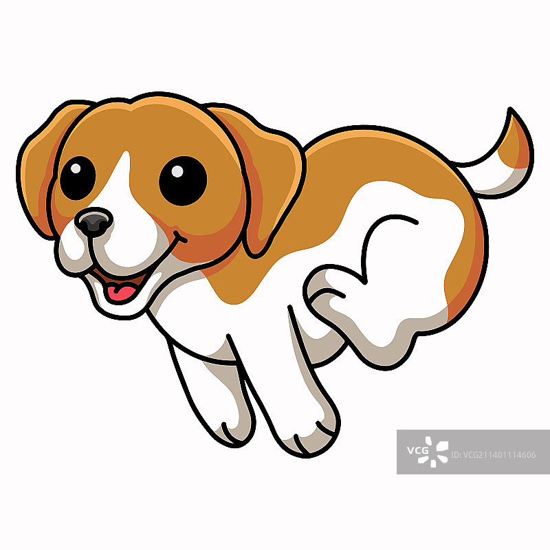 可爱的小比格尔卡通狗跑图片素材