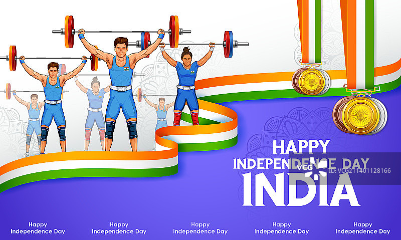 印度运动员在举重比赛中获胜图片素材