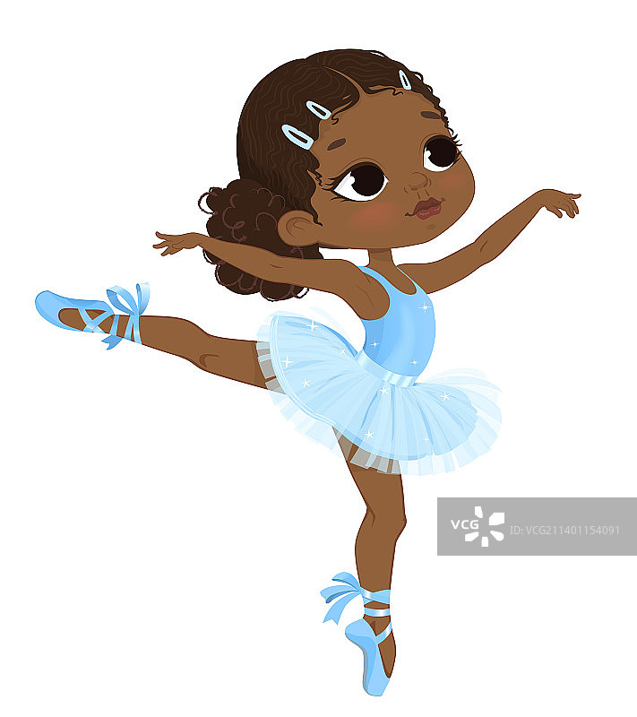 可爱的非裔美国芭蕾舞女蓝图片素材