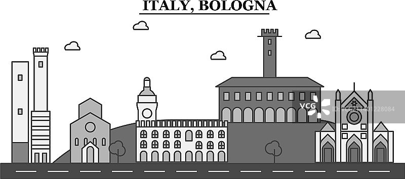意大利博洛尼亚市天际线孤立图片素材