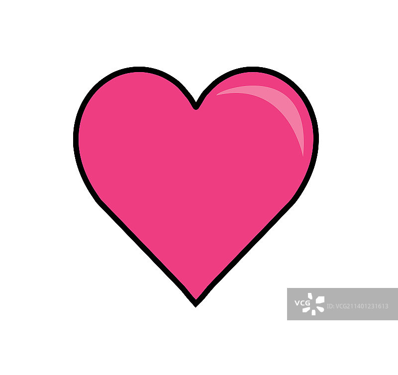 平坦光滑的心夹艺术粉红色中风图标图片素材