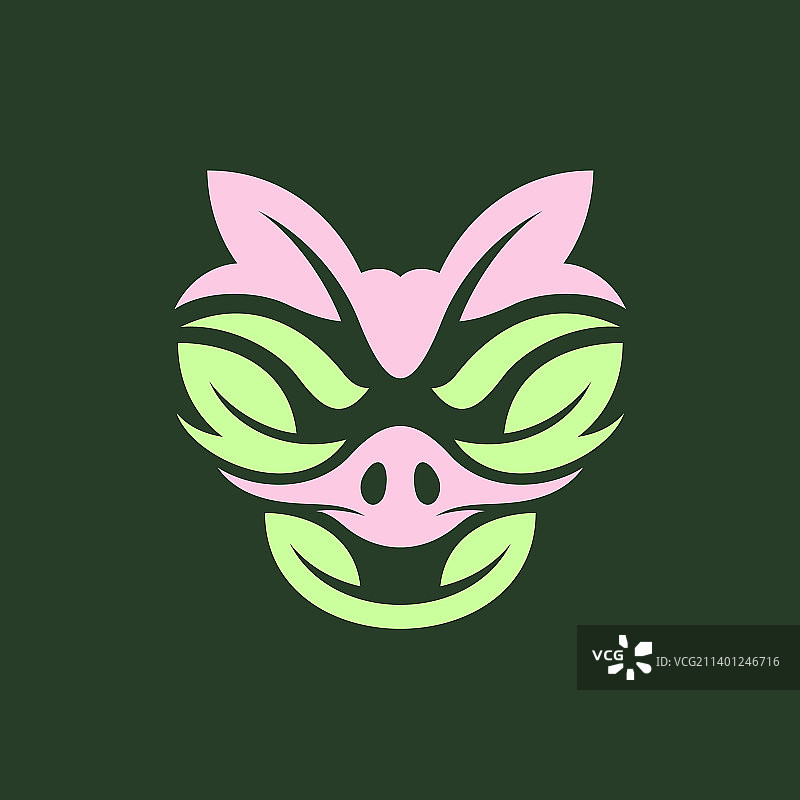 猪自然叶标志设计图片素材