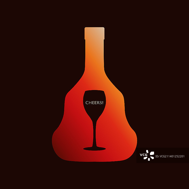 有一瓶法国葡萄酒剪影的海报图片素材