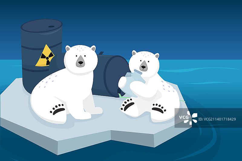 北极熊在化学废物中图片素材