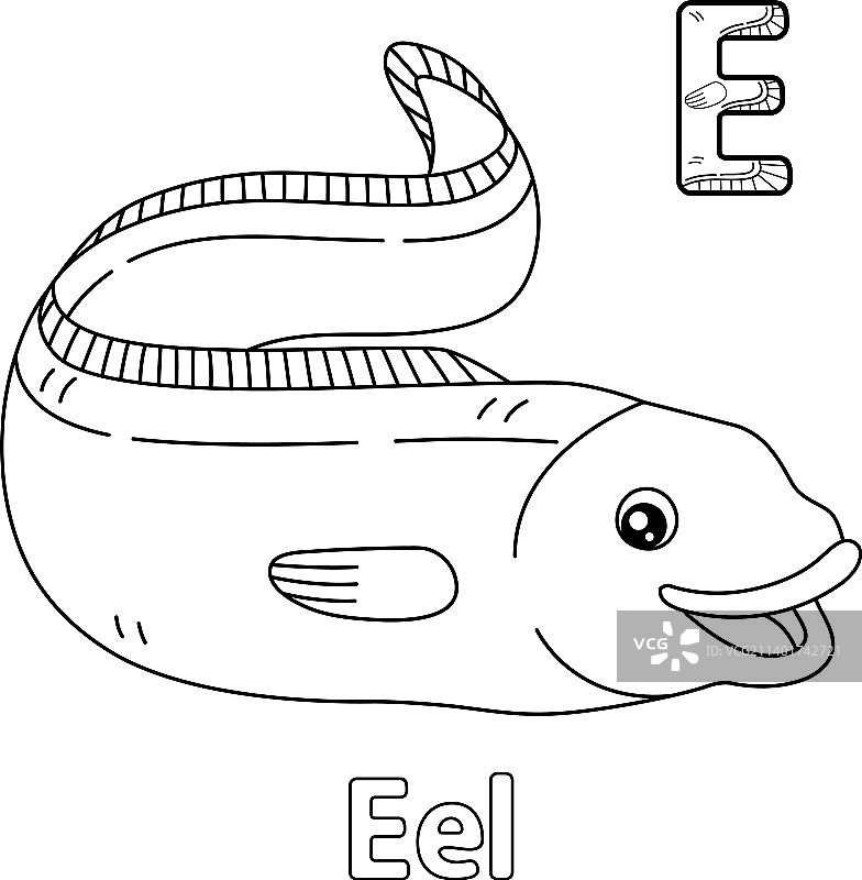 鳗鱼字母表ABC着色页e图片素材